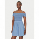 Tjw Chambray Fit & Flare Dress Denim Med  TOMMY JEANS