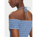 Tjw Chambray Fit & Flare Dress Denim Med  TOMMY JEANS
