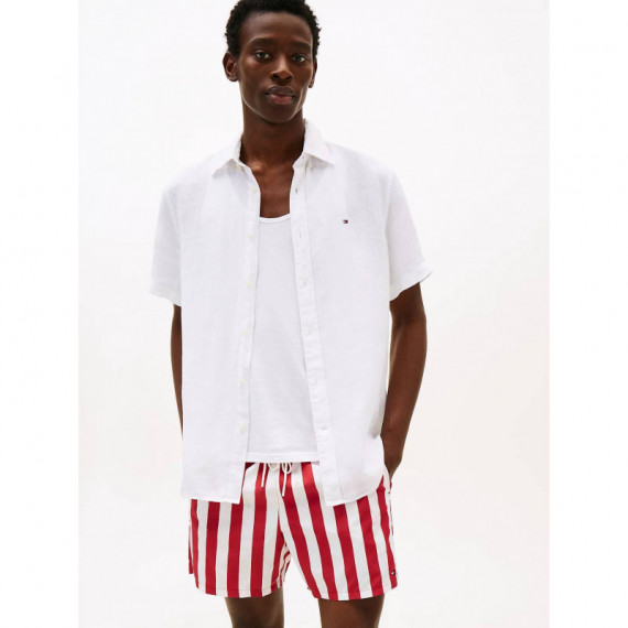 Pigment Dyed Linen Rf Shirt S/s Optic Wh  TOMMY HILFIGER