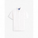 Pigment Dyed Linen Rf Shirt S/s Optic Wh  TOMMY HILFIGER