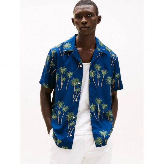 Lightweight Palm Ss Rf Shirt Night Sky  TOMMY HILFIGER