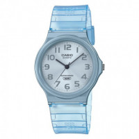 Casio MQ-24S-2B Reloj Analógico Unisex - Esfera Plateada y Correa Azul Translúcida - Diseño Fresco y Resistente al Agua