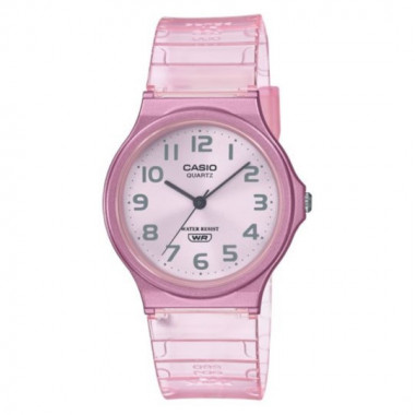 Casio MQ-24S-4B Reloj Analógico Unisex - Esfera Rosa y Correa Jelly Translúcida - Estilo Dulce y Resistente al Agua