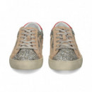 Talon Rojo Llama Beige+ Glitter Plata  GAMIN