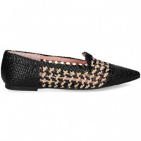 BAILARINA COPETE TRENZADA BEIGE+NEGRO