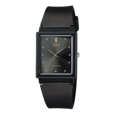 CASIO MQ-38-1A Reloj Analógico Unisex - Caja Rectangular Negra con Detalles Dorados - Estilo Elegante y Resistente Al Agua