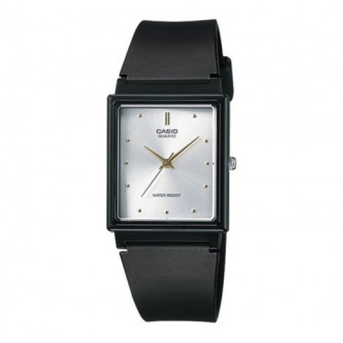 CASIO MQ-38-7A Reloj Analógico Unisex - Esfera Plateada con Detalles Dorados y Caja Negra - Diseño Elegante y Resistente Al Agua