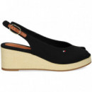 Abierto Punta y Talon Lona Negro  TOMMY HILFIGER