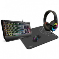 TECLADO + RATON + AURICULARES + ALFOMBRILLA KROM G