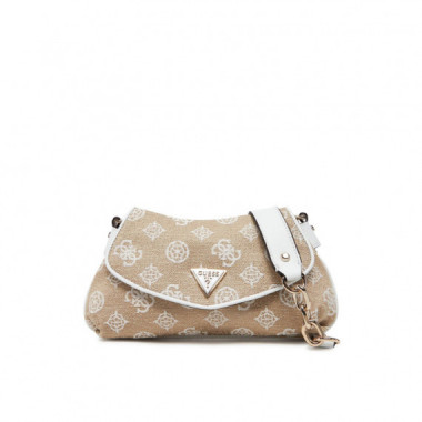 BEYZA FLAP SHOULDER BAG WHITE LOGO