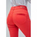SALSA JEANS Vaqueros Mujer Pantalones Salsa Chinos Secret Push In Straight Rojos