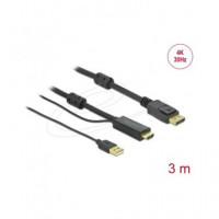 DELOCK Cable Hdmi/m a Displayport/m 4K 30 Hz con Alimentacion USB 3MTRS 85965