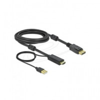 DELOCK Cable Hdmi/m a Displayport/m 4K 30 Hz con Alimentacion USB 3MTRS 85965
