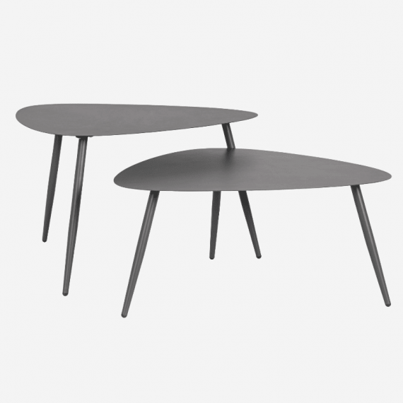 Set de 2 Mesas Auxiliares de Jardín de Acero Sidney Color Antracita- Terrazza® - Exterior  TERRAZZA COLLECTION