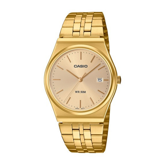 CASIO MTP-B145G-9A Reloj Dorado Unisex Elegante Analógico Acero Inoxidable Wr 50M con Fecha