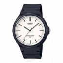 CASIO MW-240-7E Reloj Hombre Clásico Blanco con Correa Negra de Resina Wr 50M Estilo Minimalista