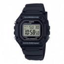 CASIO W-218H-1A Reloj Digital Negro con Luz Led Cronómetro y Alarma Wr 50M Estilo Retro Deportivo