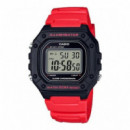 CASIO W-218H-4B Reloj Digital Rojo y Negro Deportivo Luz Led Cronómetro Alarma Wr 50M Estilo Retro