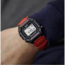 CASIO W-218H-4B Reloj Digital Rojo y Negro Deportivo Luz Led Cronómetro Alarma Wr 50M Estilo Retro