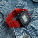 CASIO W-218H-4B Reloj Digital Rojo y Negro Deportivo Luz Led Cronómetro Alarma Wr 50M Estilo Retro