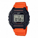 CASIO W-218H-4B2 Reloj Digital Deportivo Naranja y Negro Luz Led Alarma Cronómetro Wr 50M Retro