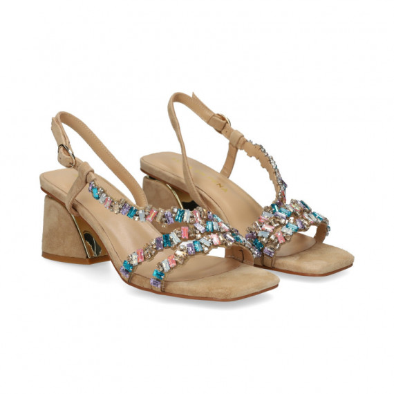 Sandalia Tira Empeine Multi ante Beige  ALMA EN PENA