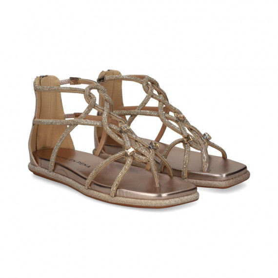 Sandalia Entrelazada Strass Bronce  ALMA EN PENA