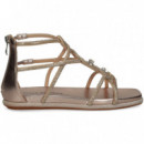 Sandalia Entrelazada Strass Bronce  ALMA EN PENA