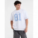 Camiseta GUESS Cuello Pico Blanca Rejillas