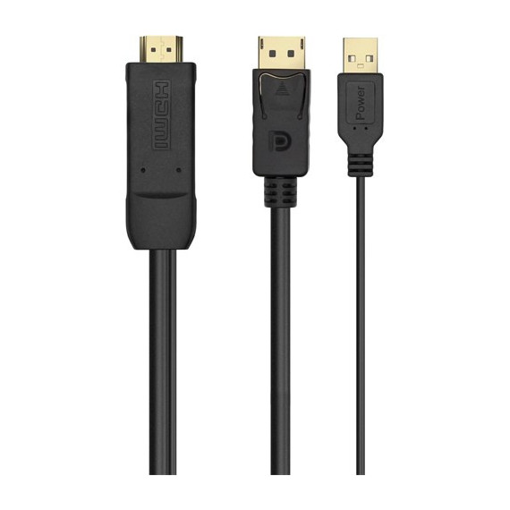 AISENS Cable Activo Hdmi/m 2.0  a Displayport/m V 1.2 con Alimentacion USB A122-0641
