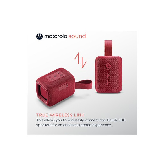 MOTOROLA Altavoz Portatil BLUETOOTH Rokr 300  Rojo 7W 12H Resistente Al Agua IP67