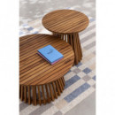 Mesa de Jardín Auxiliar de Madera Batur (50 Cm)- Terrazza® - Exterior  TERRAZZA COLLECTION