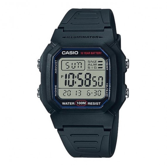 CASIO W-800H-1A Reloj Digital Deportivo Hombre Negro Wr 100M con Cronómetro y Luz