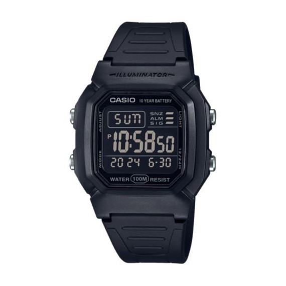 CASIO W-800H-1B Reloj Digital Deportivo Hombre Pantalla Negativa Wr 100M con Luz y Alarma