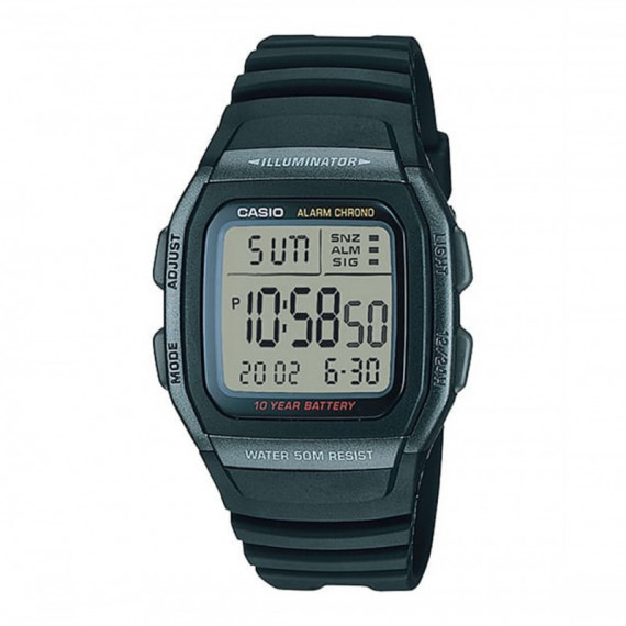 CASIO W-96H-1B Reloj Digital Hombre Deportivo Negro Wr 50M Luz Led Batería 10 Años