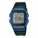 CASIO W-96H-2A Reloj Digital Hombre Deportivo Negro y Azul Wr 50M Luz Led Batería 10 Años