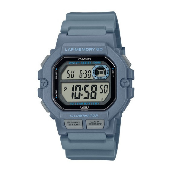 CASIO WS-1400H-2A Reloj Deportivo Hombre Azul Cronómetro Lap Memory 60 Wr 100M Batería 10 Años