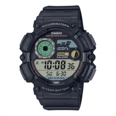 CASIO WS-1500H-1AV Reloj Hombre Deportivo Negro Fase Lunar y Mejor Hora de Pesca Wr 100M Bater&iacute;a 10 A&ntilde;os