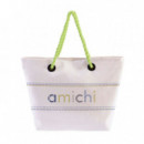 Bolso de Playa Alma de Lona Recubierta de Plástico  AMICHI