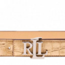 Cinturón de Piel Metalizada Reversible  RALPH LAUREN