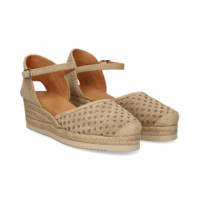 Abierto Lados Calada Piel Beige  UNISA