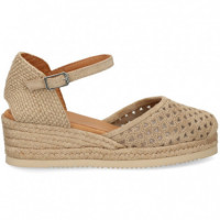 Abierto Lados Calada Piel Beige  UNISA