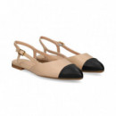 Punta Negro S/talon Piel Beige  UNISA