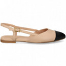 Punta Negro S/talon Piel Beige  UNISA
