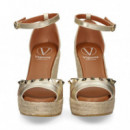 SANDALIA TACHAS METALIZADO BEIGE