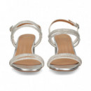 Sandalia 2X2 Tiras Strass Plata  EXE