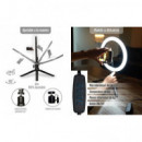 Anillo de Luz con Trípode Sobremesa, Mando, 3 Temperaturas de Luz y 10 Intensidades de Brillo KSIX