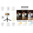 Anillo de Luz con Trípode Sobremesa, Mando, 3 Temperaturas de Luz y 10 Intensidades de Brillo KSIX