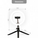 Anillo de Luz con Trípode Sobremesa, Mando, 3 Temperaturas de Luz y 10 Intensidades de Brillo KSIX