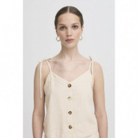 Blusas y Camisas Top ICHI Linno Natural Ecru